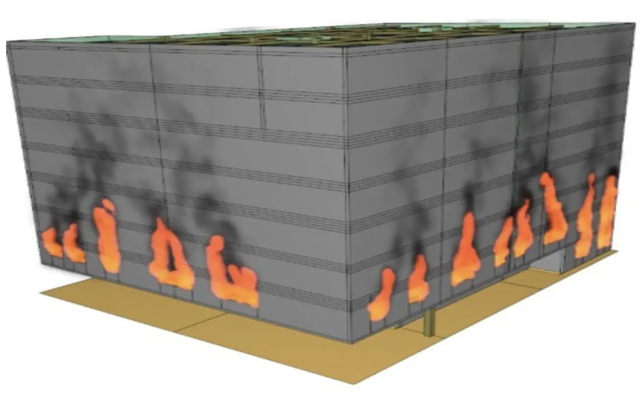 Modélisation 3D de la propagation du feu sur les façades d'un bâtiment